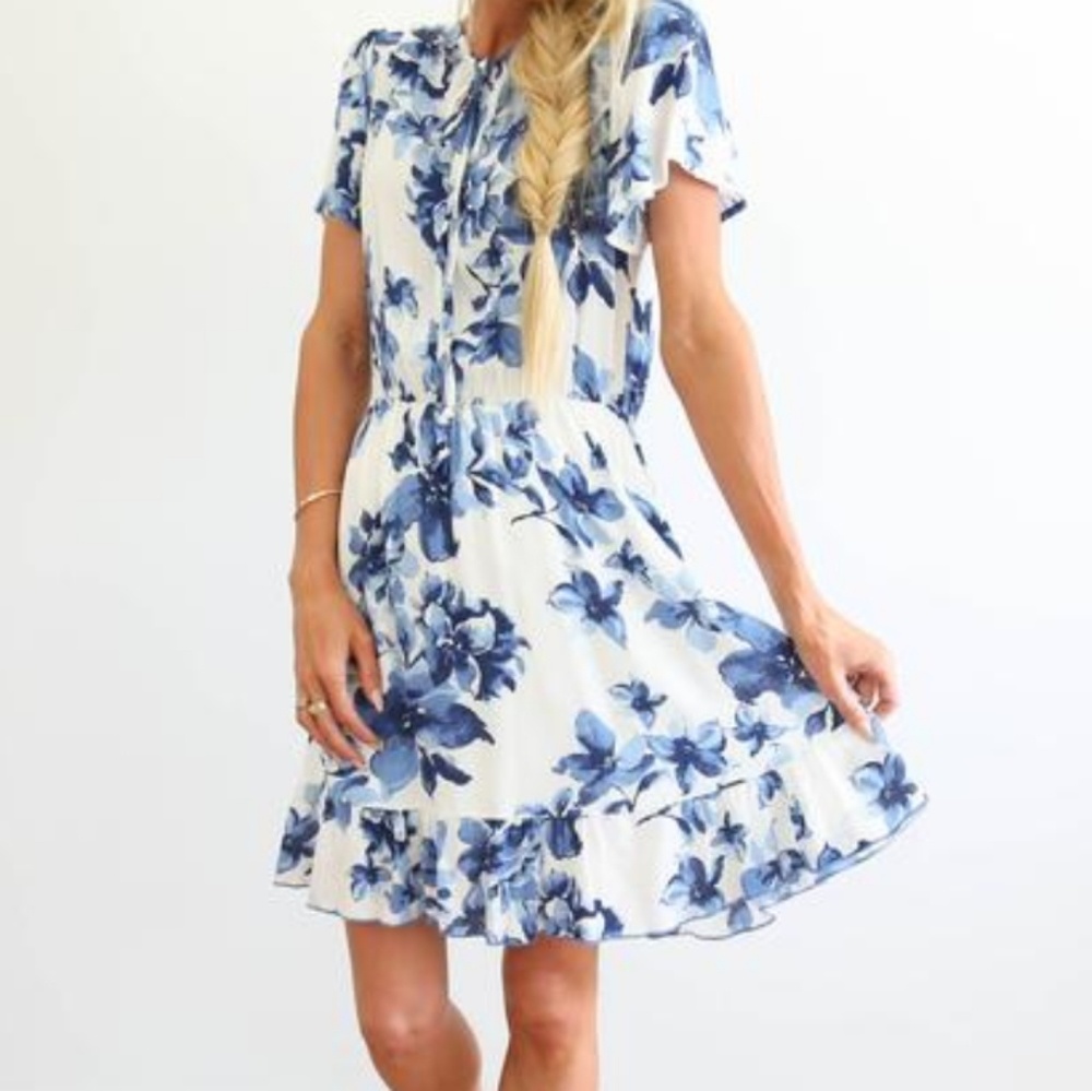 Blue floral dress